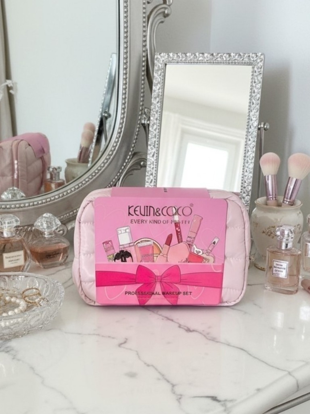 KEVIN & COCO 12 Piece Professional Makeup Set with Quilted Cosmetic Bag